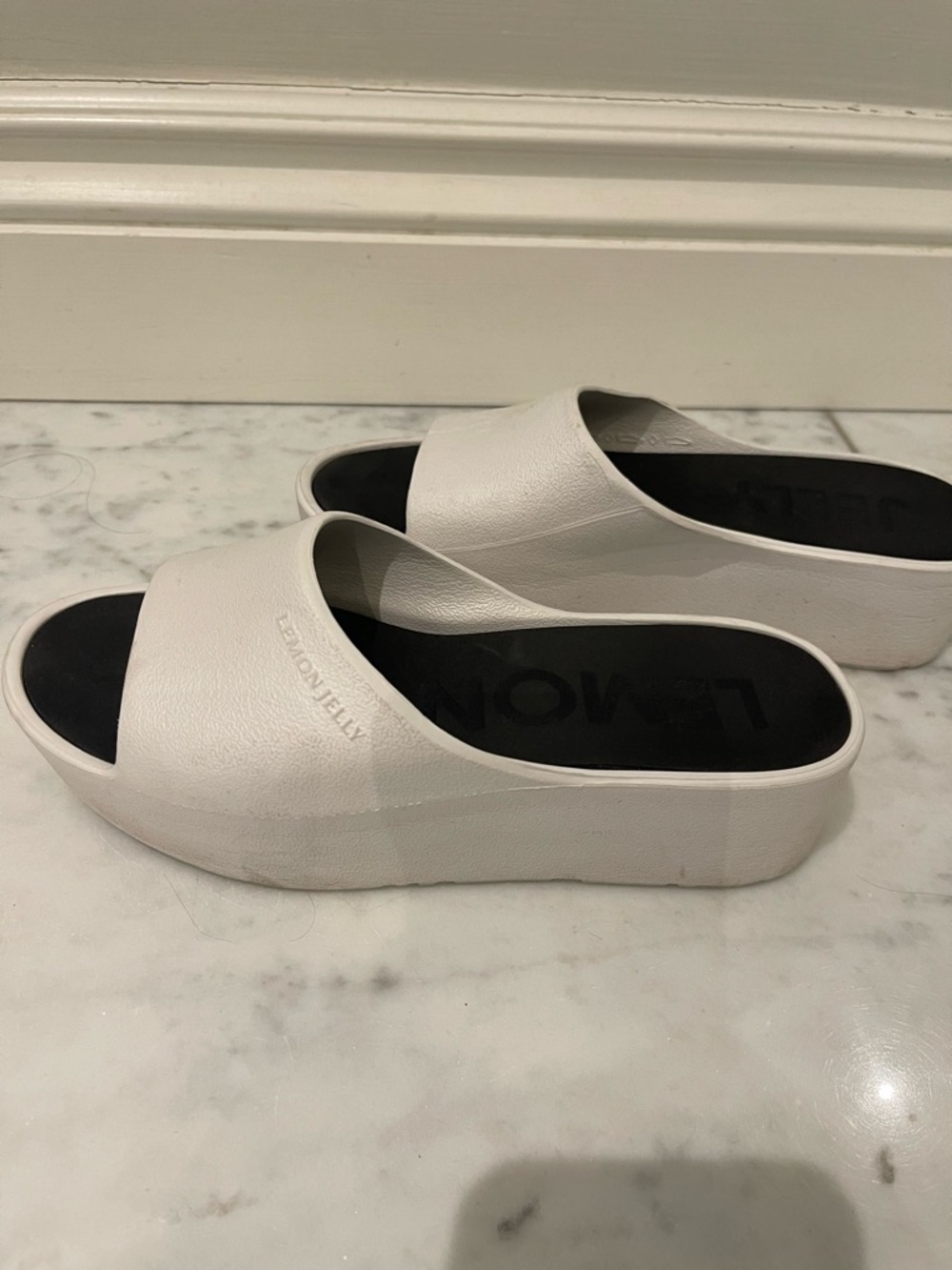 White Platform Slide Sandals